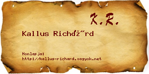 Kallus Richárd névjegykártya